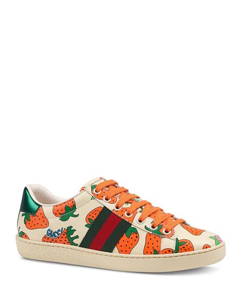 gucci strawberry shoes bloomingdales|gucci ace metallic snakeskin sneakers.